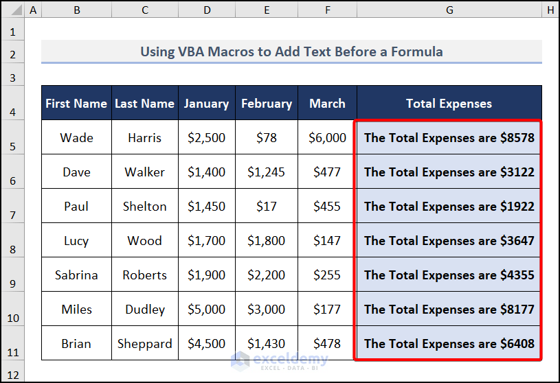 How to Add Text Before a Formula in Excel (5 Methods)