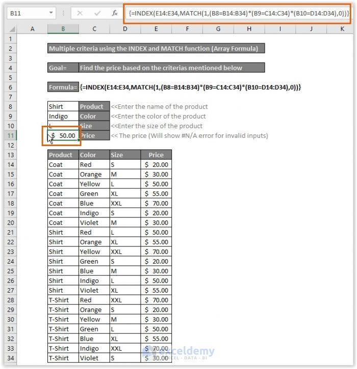 Multiple Criteria in Excel Using INDEX, MATCH, and COUNTIF Function