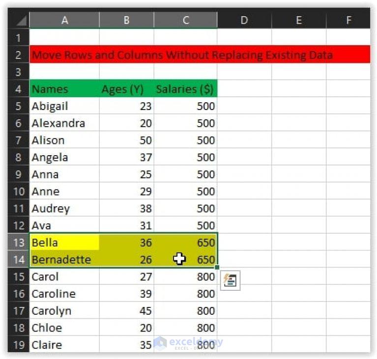 Move Row/Column in Excel Without Replacing Existing Data (3 Best Ways)