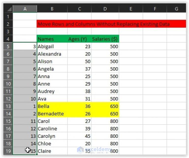 Move Row/Column in Excel Without Replacing Existing Data (3 Best Ways)