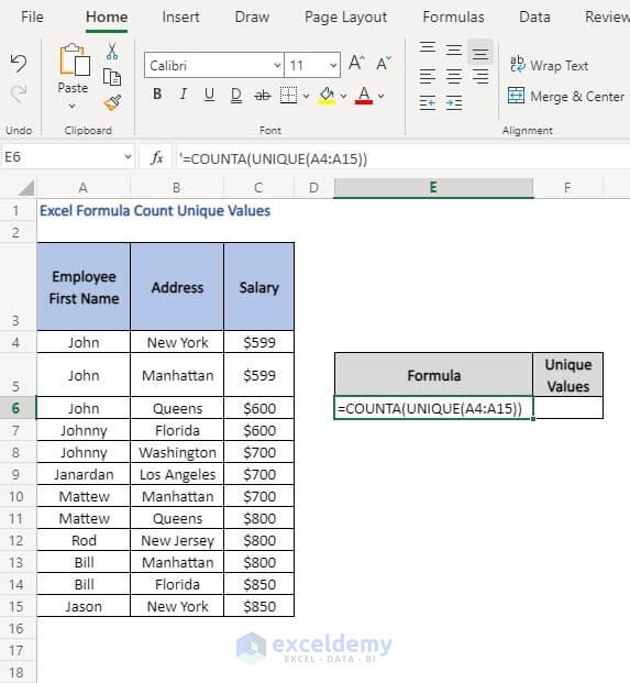 Excel Formula Count Unique Values (3 Easy Ways) ExcelDemy