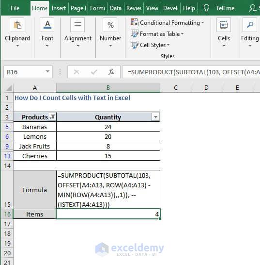 How Do I Count Cells with Text in Excel ExcelDemy