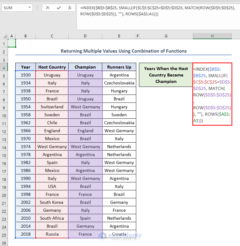 How to Return Multiple Values Based on Single Criteria in Excel