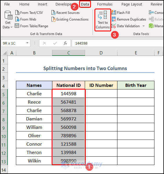 How to Separate Numbers Using Formula in Excel 5 Ways