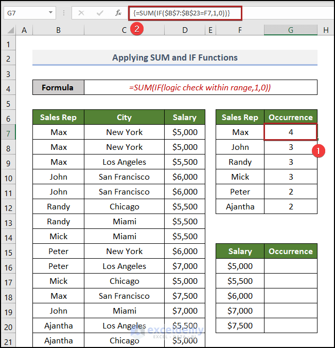Count Number of Occurrences of Each Value in a Column in Excel