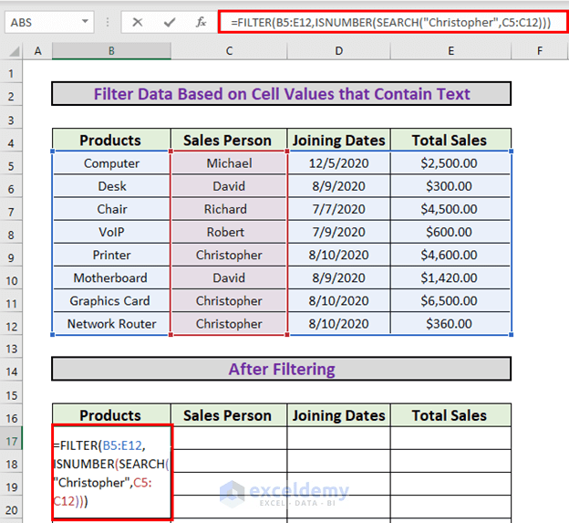 How to Filter Data Based on Cell Value in Excel (6 Easy Methods)