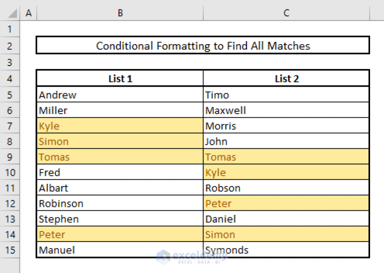 Find Duplicates in Two Columns in Excel (6 Suitable Approaches)