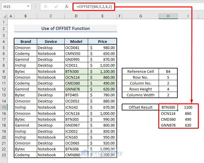 OFFSET Function to Create & Use Dynamic Range in Excel