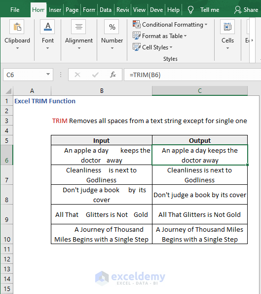 How to use TRIM function in Excel (7 Examples) ExcelDemy