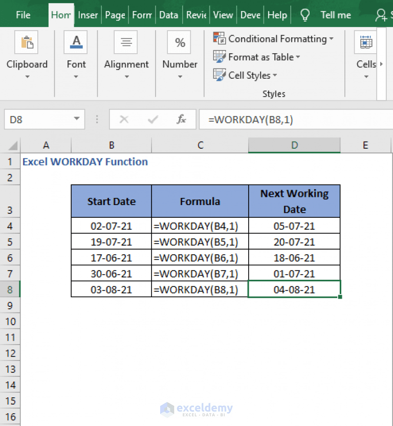 How to Use WORKDAY Function in Excel (5 Examples) ExcelDemy