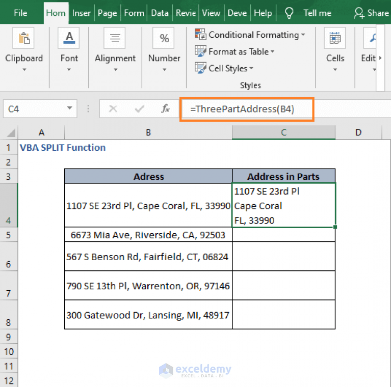 How to use VBA SPLIT function in Excel (5 Examples) ExcelDemy