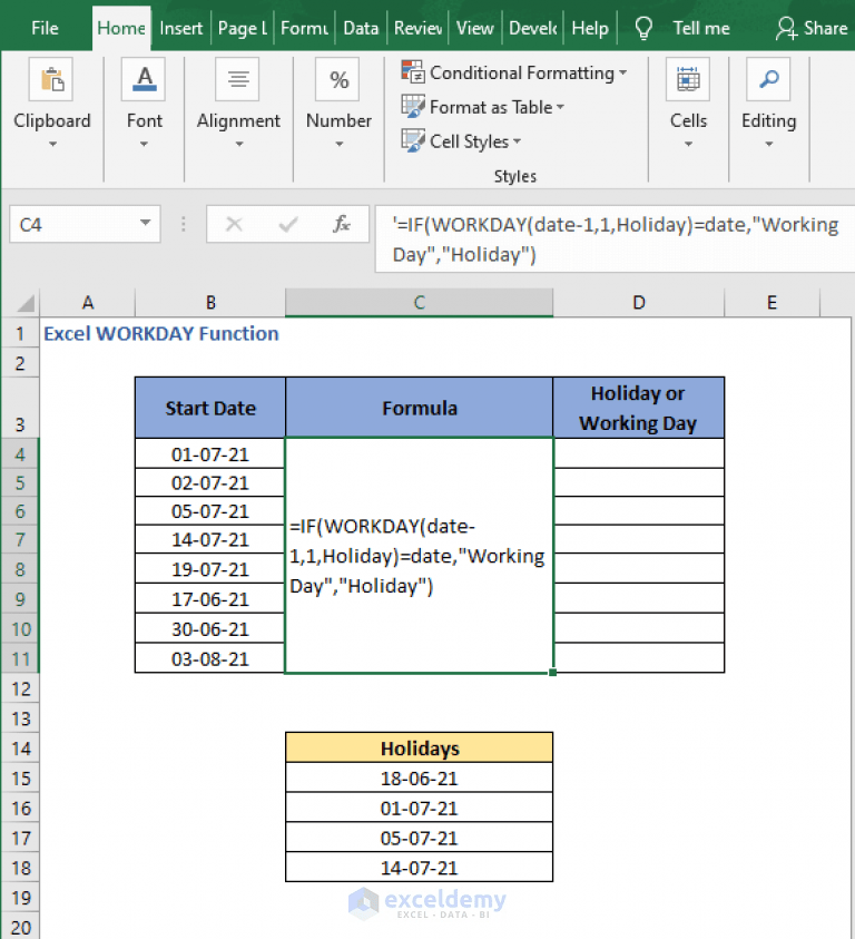 How to Use WORKDAY Function in Excel (5 Examples) ExcelDemy