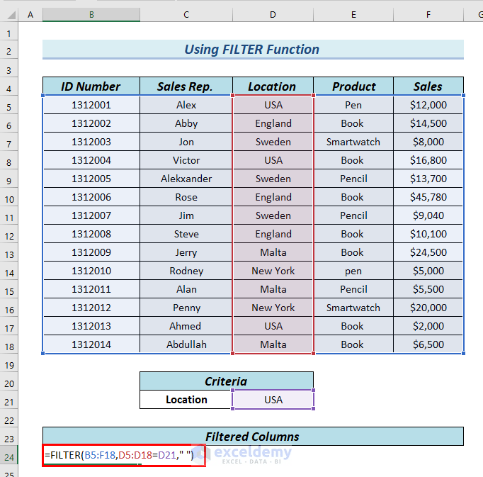 How to Filter Multiple Columns Simultaneously in Excel 4 Methods