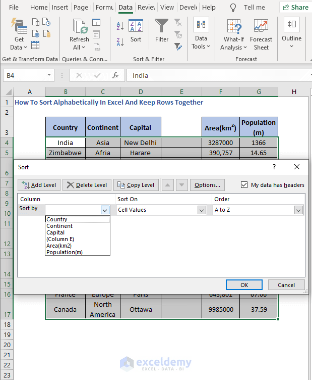 How To Sort Alphabetically In Excel And Keep Rows Together ExcelDemy