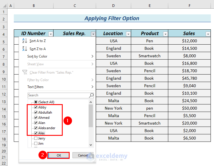 How to Filter Multiple Columns Simultaneously in Excel 4 Methods