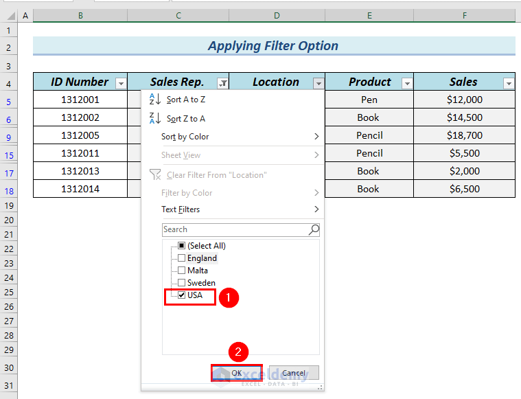 How to Filter Multiple Columns Simultaneously in Excel 4 Methods