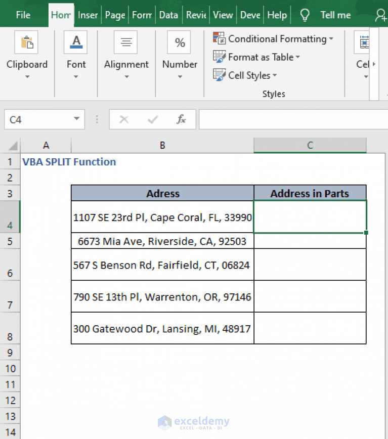 How to Use VBA SPLIT Function in Excel (5 Examples) ExcelDemy