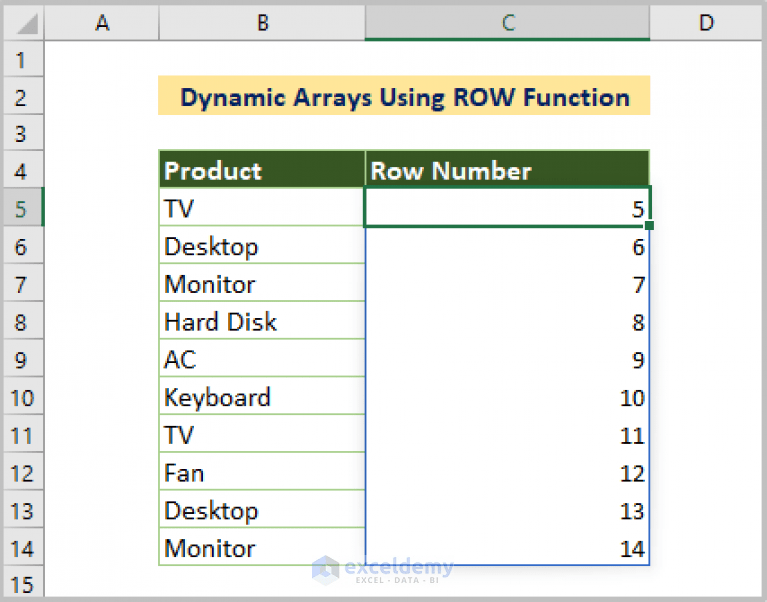 How to Use ROW Function in Excel (With 8 Examples) ExcelDemy