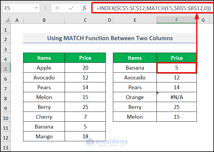 How to Use MATCH Function in Excel?