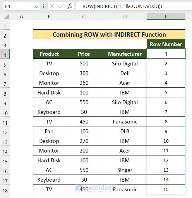 How to Use the ROW Function in Excel (8 Examples)