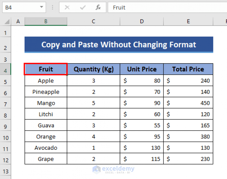 How to Copy and Paste Without Changing the Format in Excel