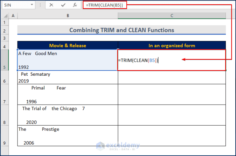 How to Use TRIM Function in Excel (7 Suitable Examples)