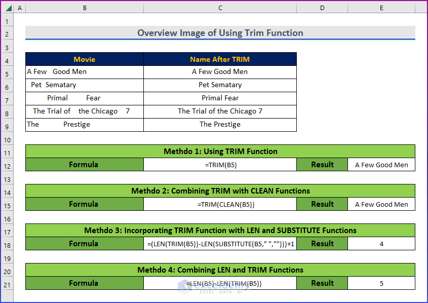 How to Use TRIM Function in Excel (7 Suitable Examples)