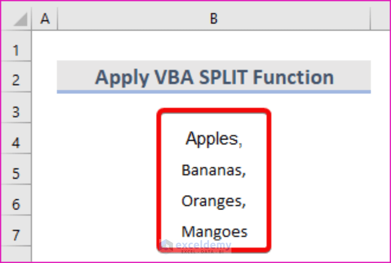 How to Use VBA SPLIT Function in Excel (5 Examples)