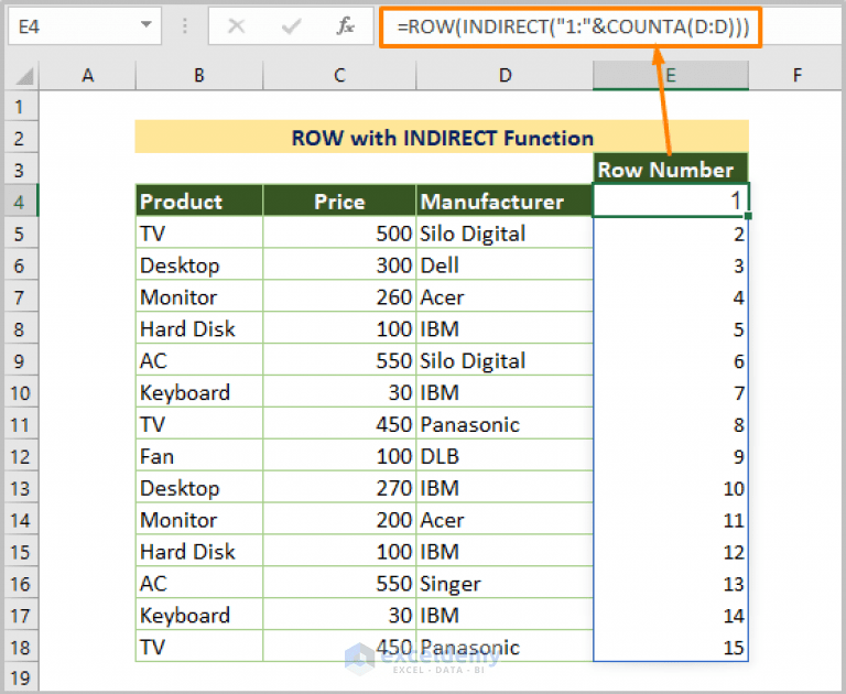 How to Use ROW Function in Excel (With 8 Examples) ExcelDemy