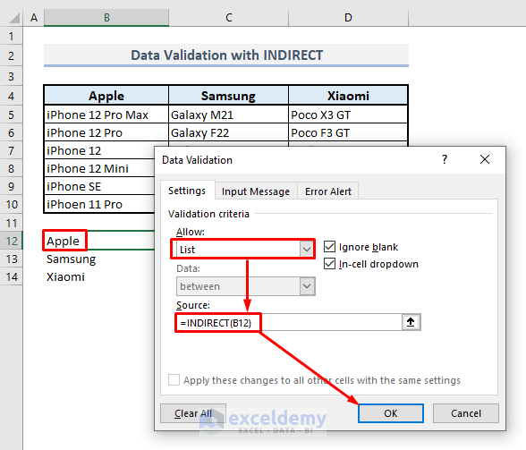 How to Use the INDIRECT Function in Excel 12 Examples