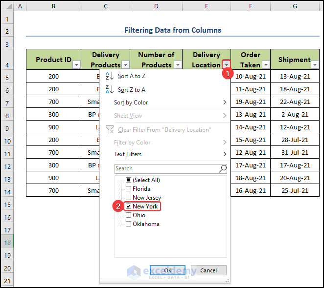 How to Filter Multiple Columns Independently in Excel (5 Methods