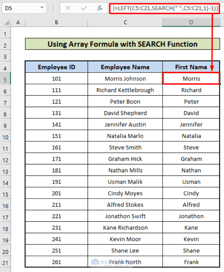 How to Use SEARCH Function in Excel (3 Suitable Examples)