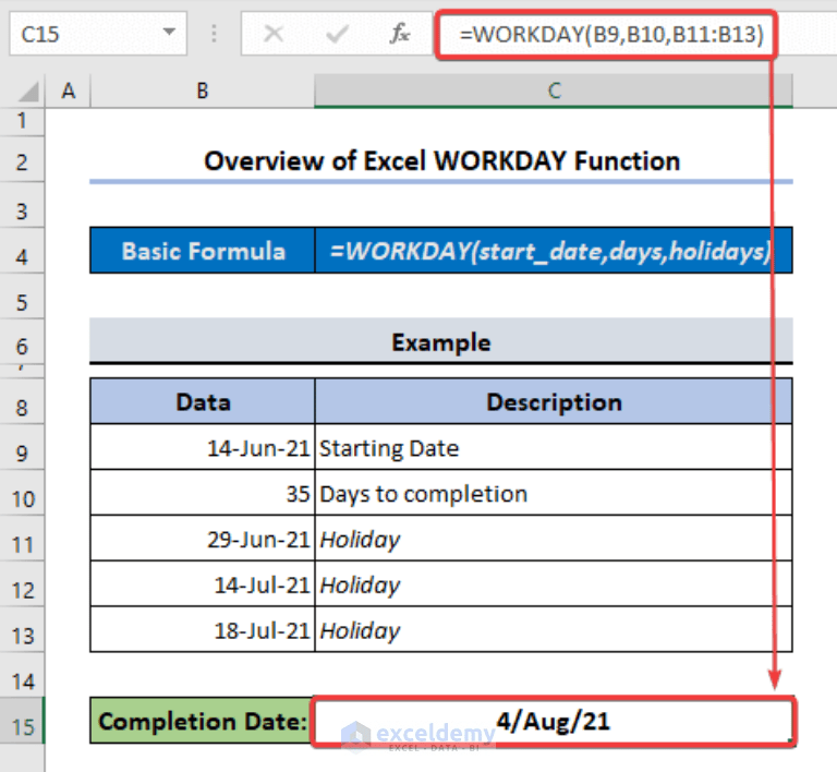 How to Use WORKDAY Function in Excel (7 Suitable Examples)