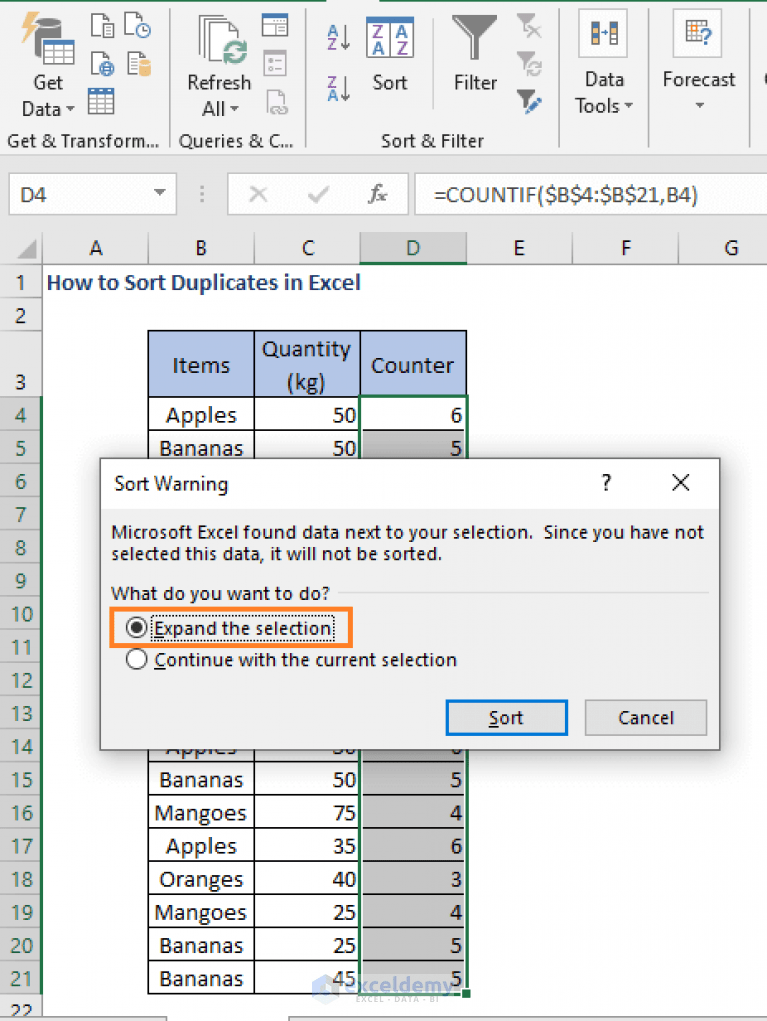 How to Sort Duplicates in Excel (Columns and Rows) ExcelDemy