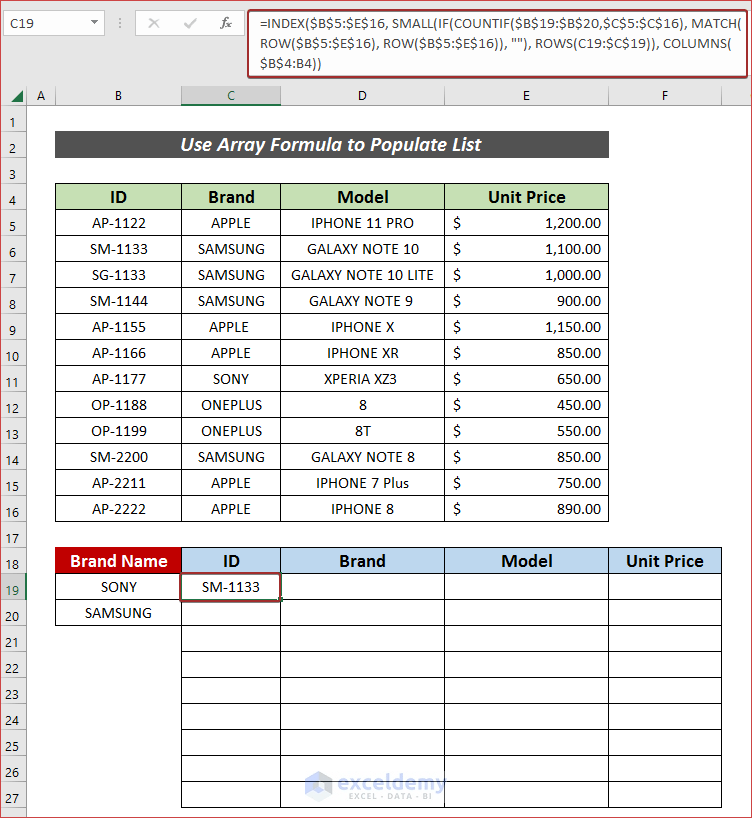 How to Populate a List Based on Cell Value in Excel