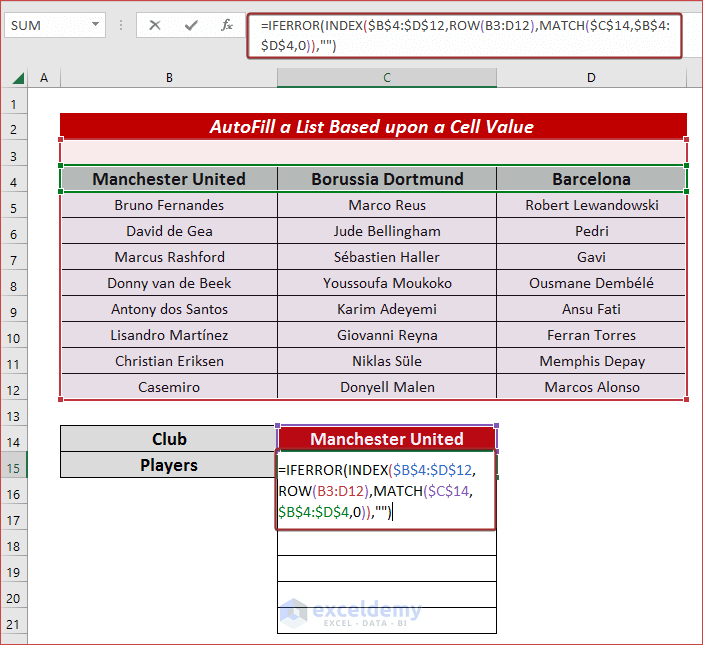 How to Populate a List Based on Cell Value in Excel