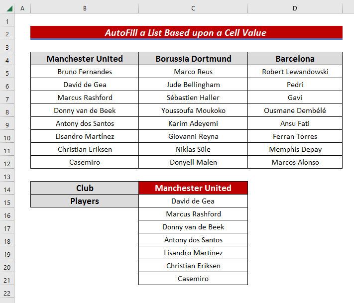 How to Populate a List Based on Cell Value in Excel
