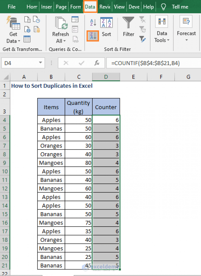 How to Sort Duplicates in Excel (Columns and Rows) ExcelDemy