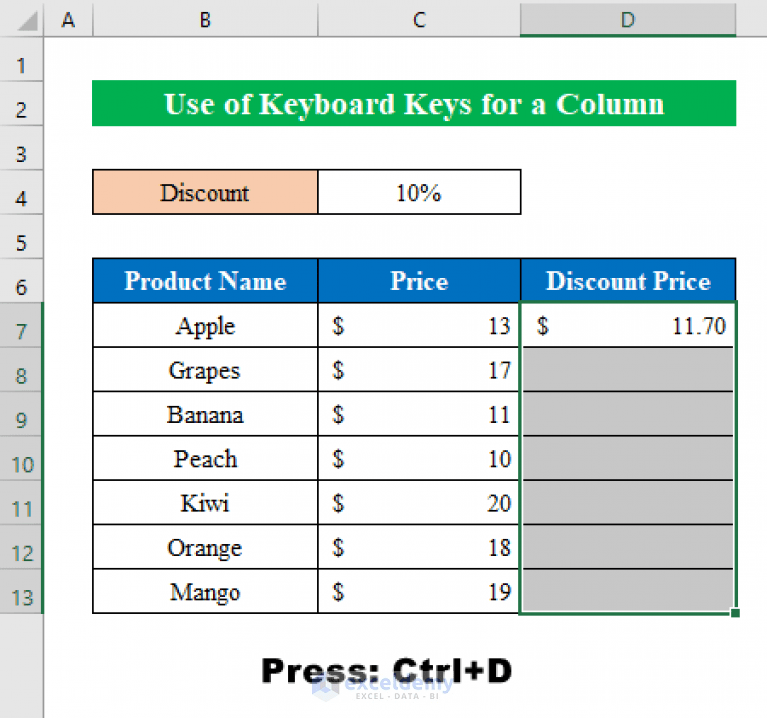 How to Copy Formula Down with Shortcut in Excel ExcelDemy