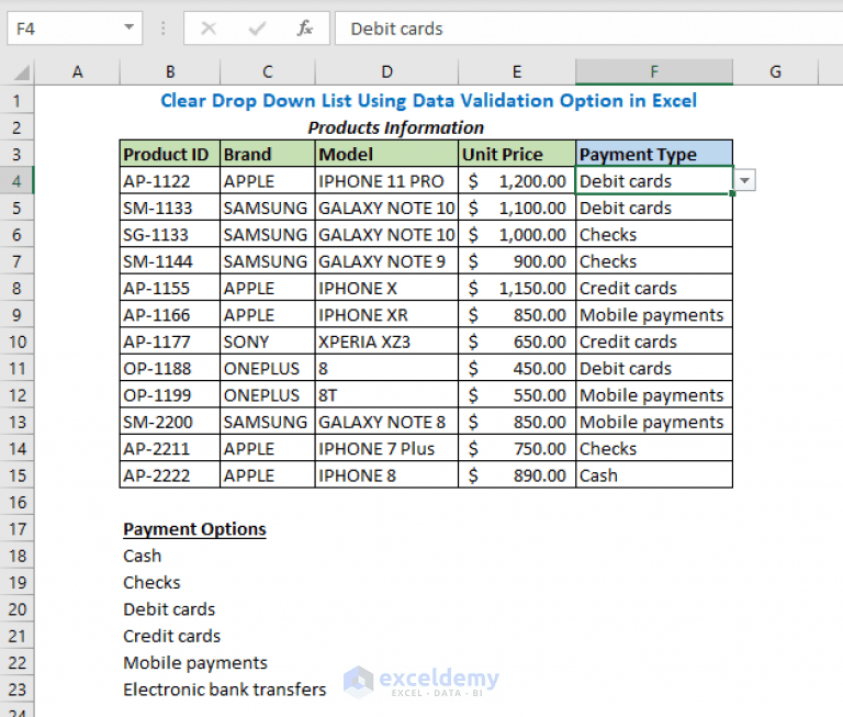 How to Remove DropDown List in Excel ExcelDemy