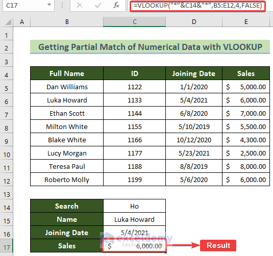 How to Use VLOOKUP for Partial Match in Excel 4 Suitable Methods