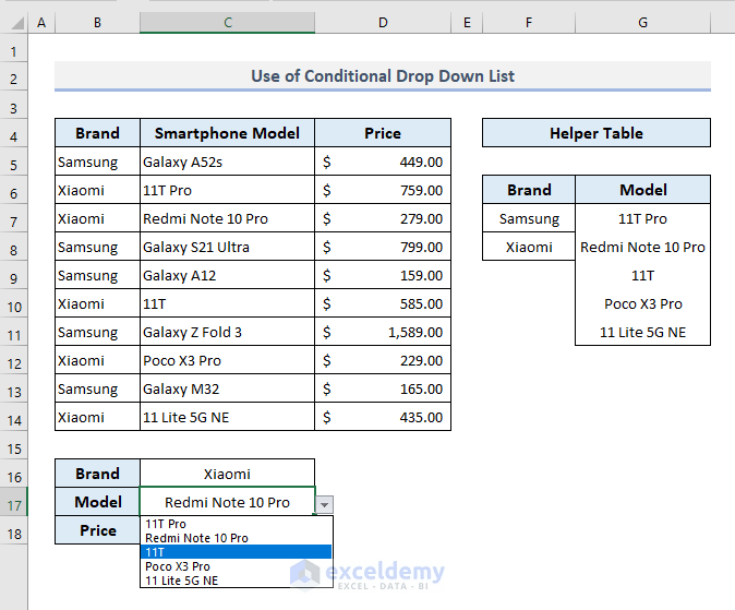 Conditional Drop Down List in Excel (Create, Sort and Use) ExcelDemy