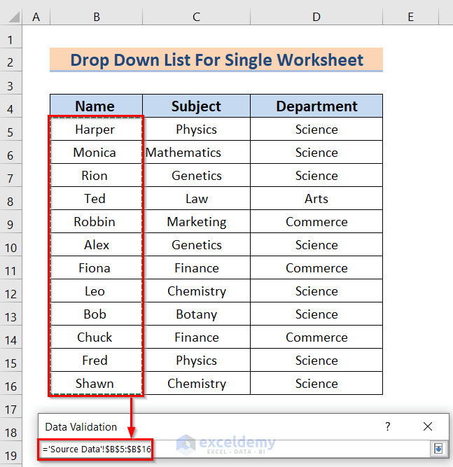 How to Create a Drop Down List from Another Sheet in Excel