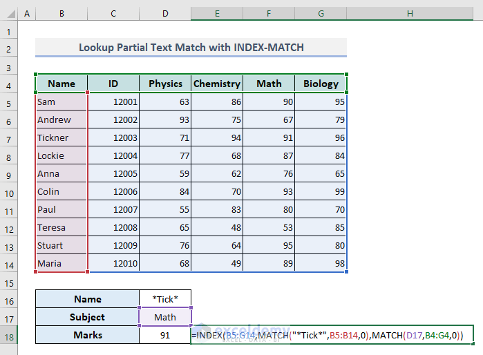 Lookup Partial Text Match in Excel (5 Methods) ExcelDemy
