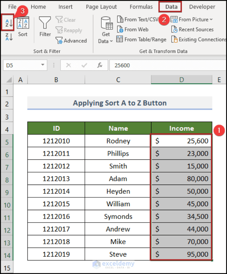 How to Sort Column by Value in Excel (7 Easy Ways) - ExcelDemy