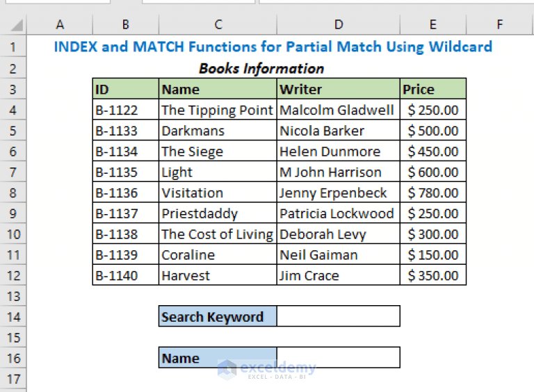 How to Use INDEX and Match for Partial Match (2 Ways) ExcelDemy
