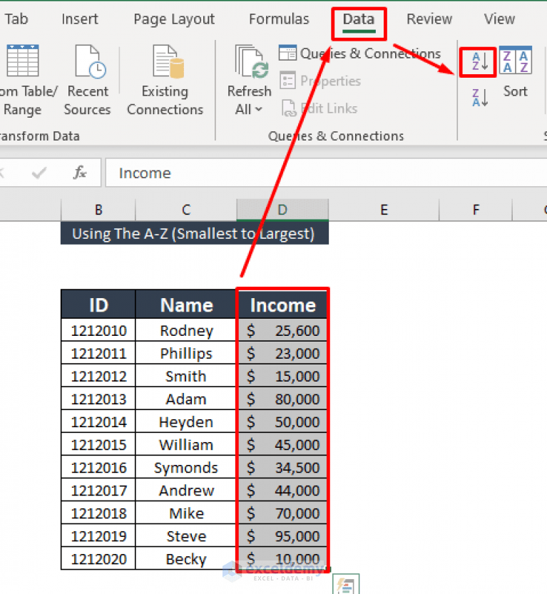 Sort Column by Value in Excel (5 Methods) ExcelDemy