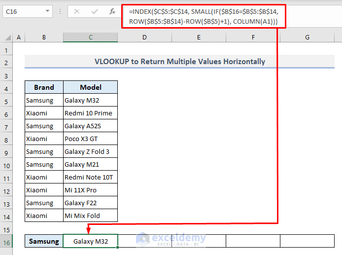 VLOOKUP to Return Multiple Values Horizontally in Excel 2 Methods