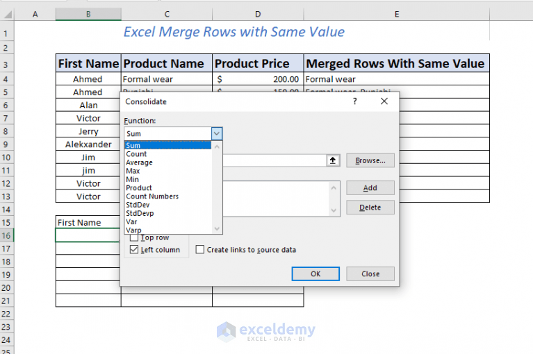 Excel Merge Rows with Same Value (4 Ways) ExcelDemy