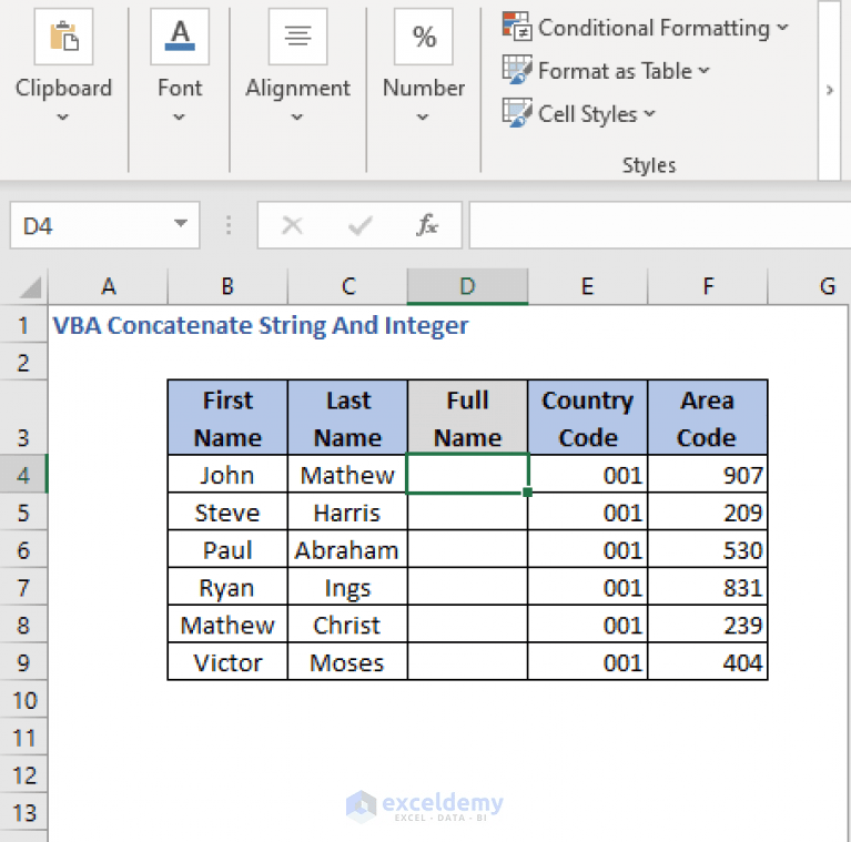 How to Concatenate String and Integer using VBA ExcelDemy